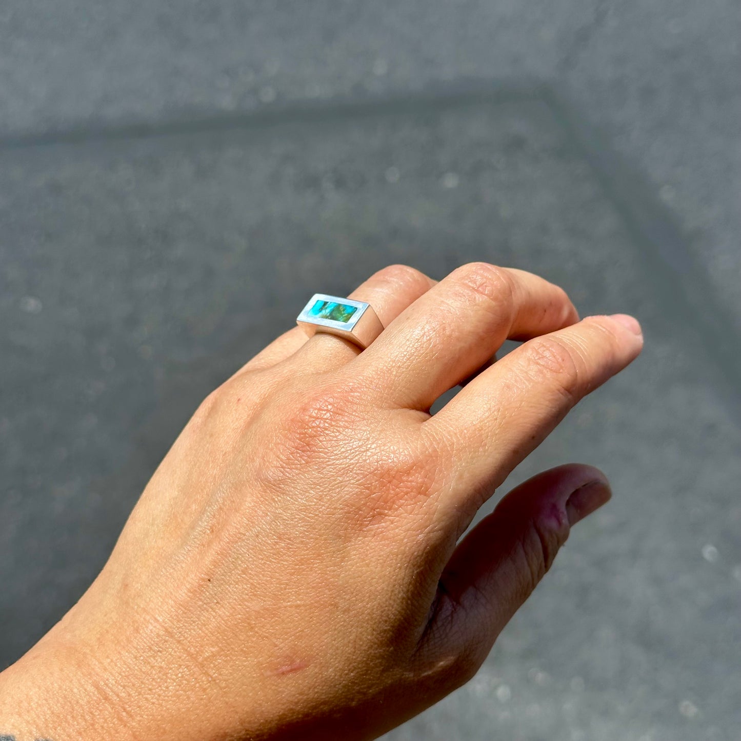 Rectangle Signet with Kingman Turquoise {6.75}