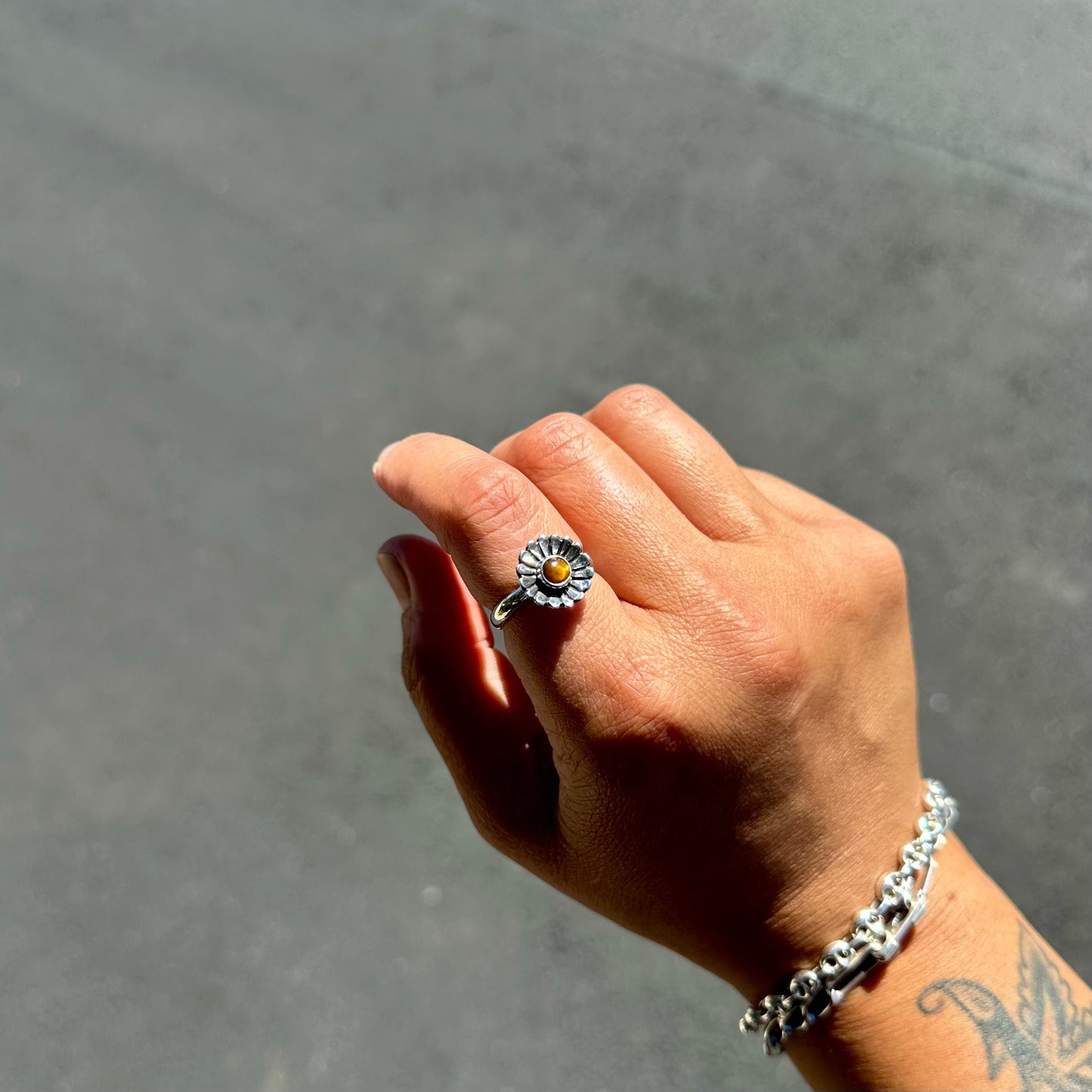 Mini Daisy Ring with Tiger's Eye {7}