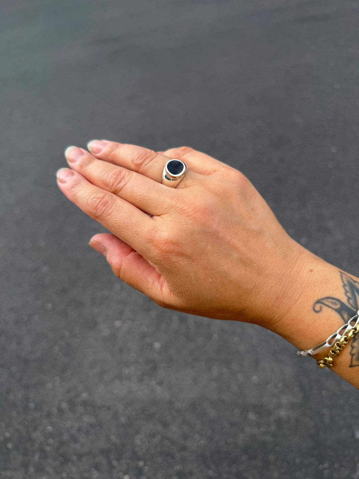 Onyx Freeform Signet Ring {7.5}