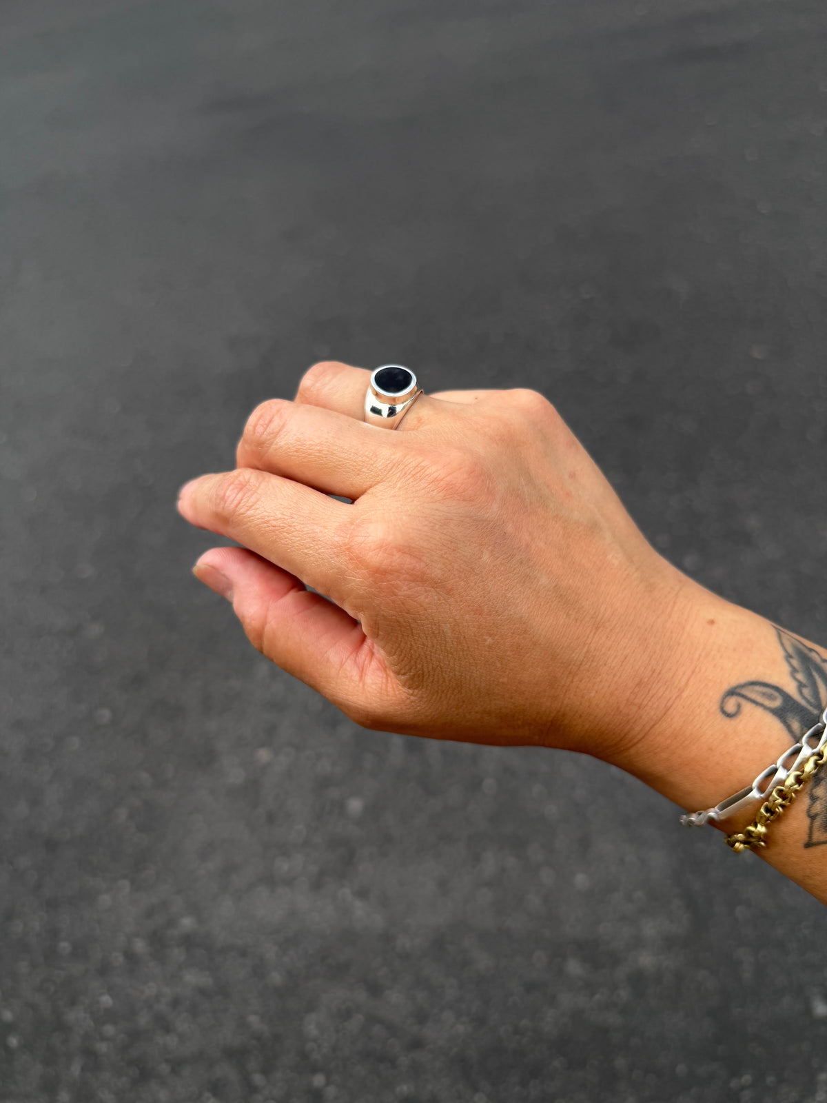 Onyx Freeform Signet Ring {7.5}
