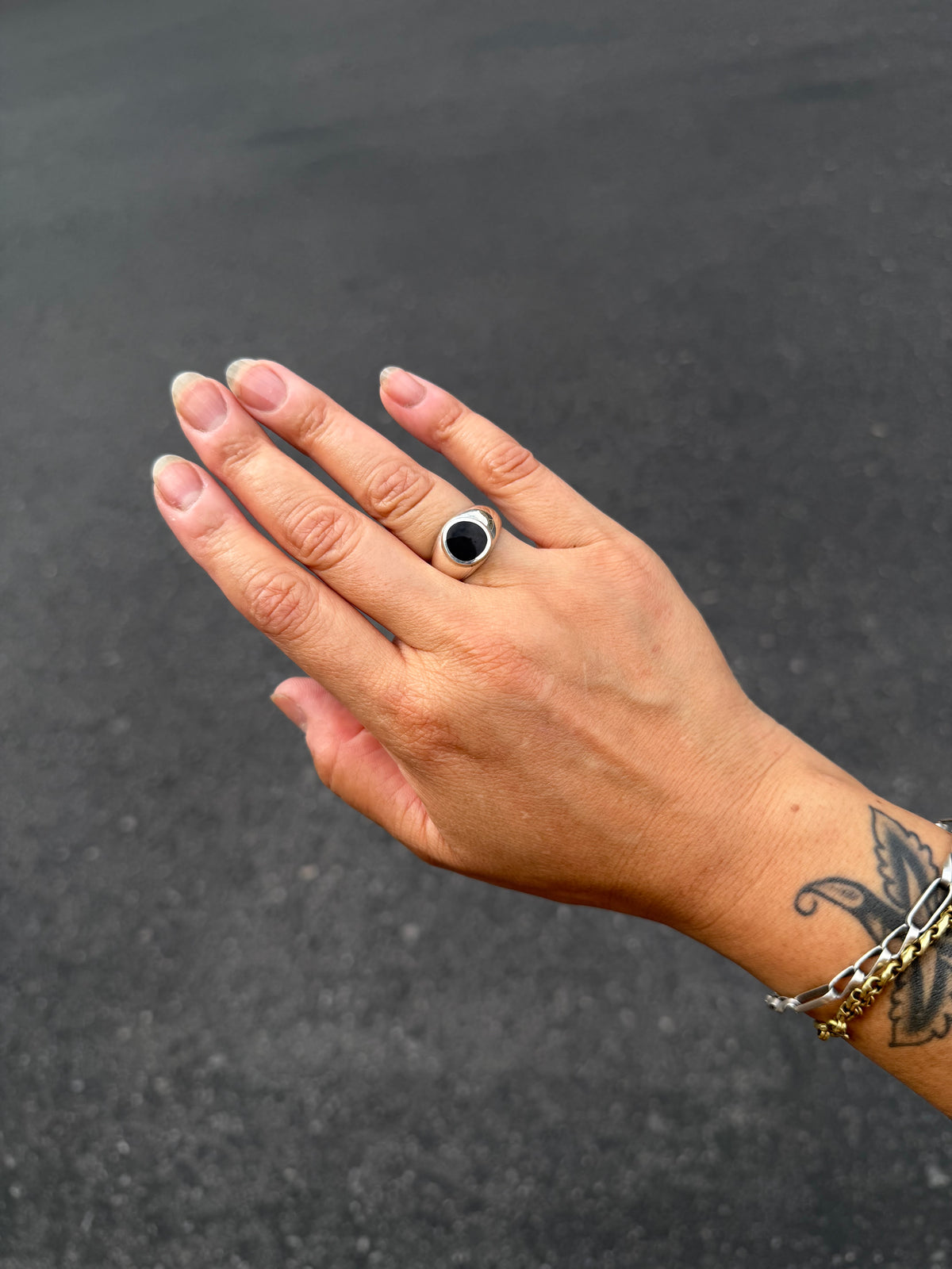 Onyx Freeform Signet Ring {7.5}
