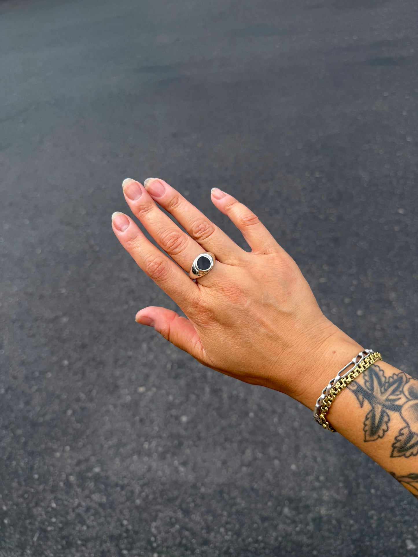 Onyx Free Form Signet Ring {8}