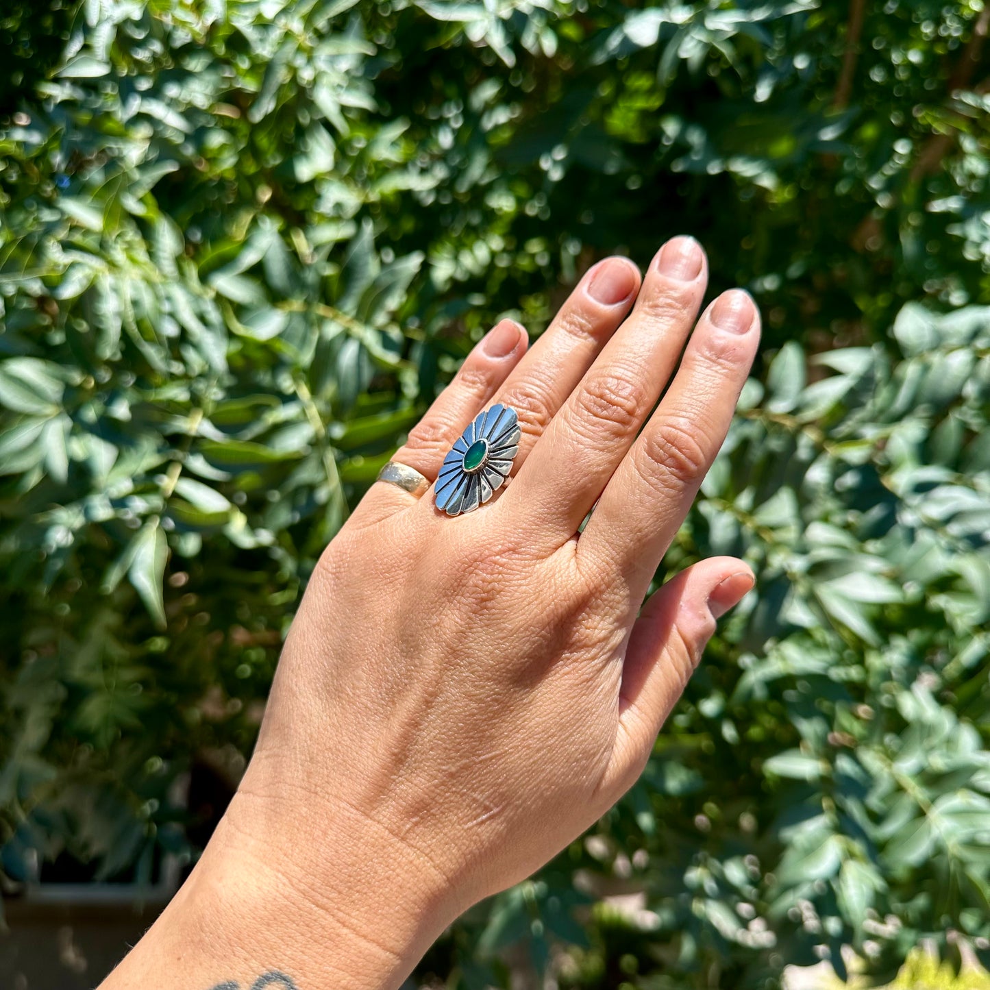 {READY TO SHIP} LIMITED EDITION Green Onyx Mini Concho Ring {7}