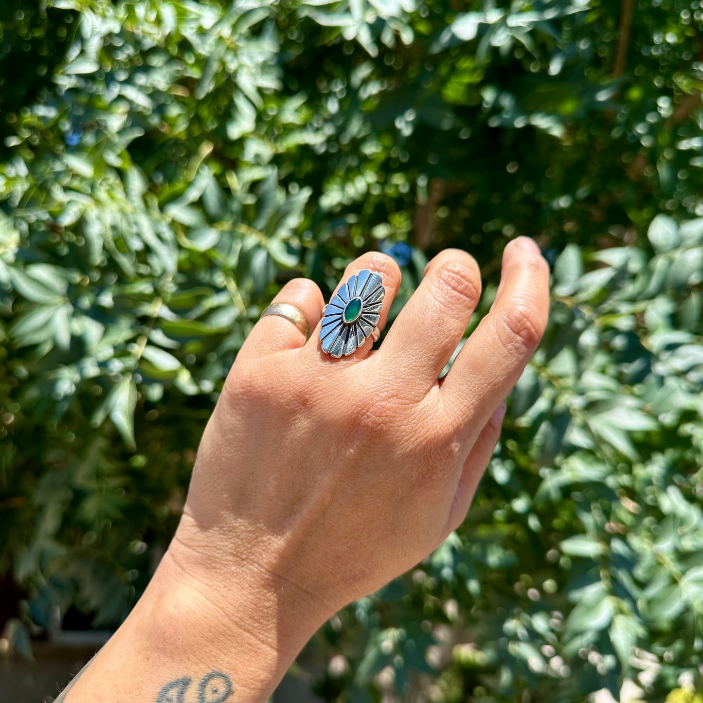 {READY TO SHIP} LIMITED EDITION Green Onyx Mini Concho Ring {7}