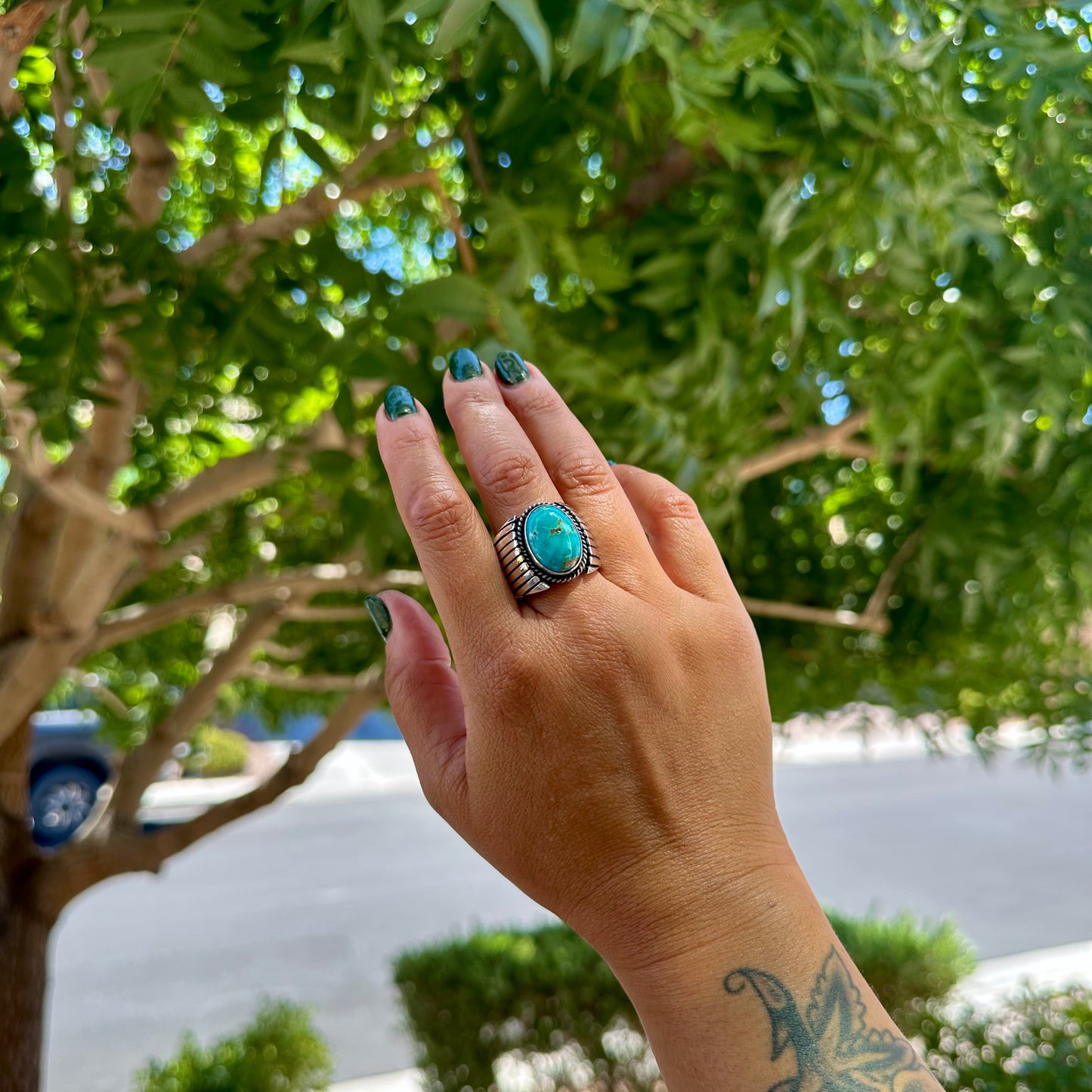 Kingman Turquoise Crown Ring {8-8.5}