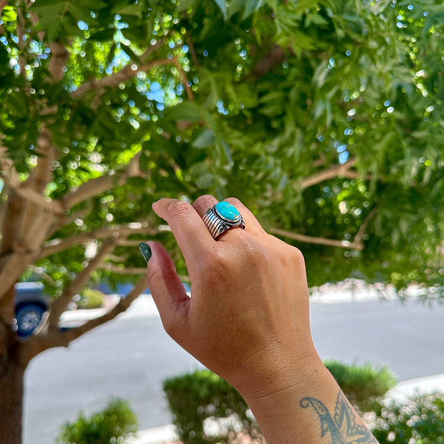 Kingman Turquoise Crown Ring {8-8.5}