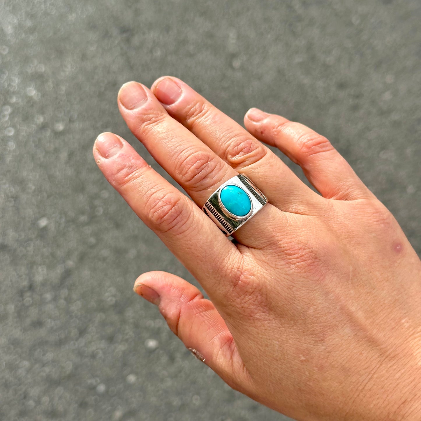 Kingman Turquoise Cigar Ring {9.5}