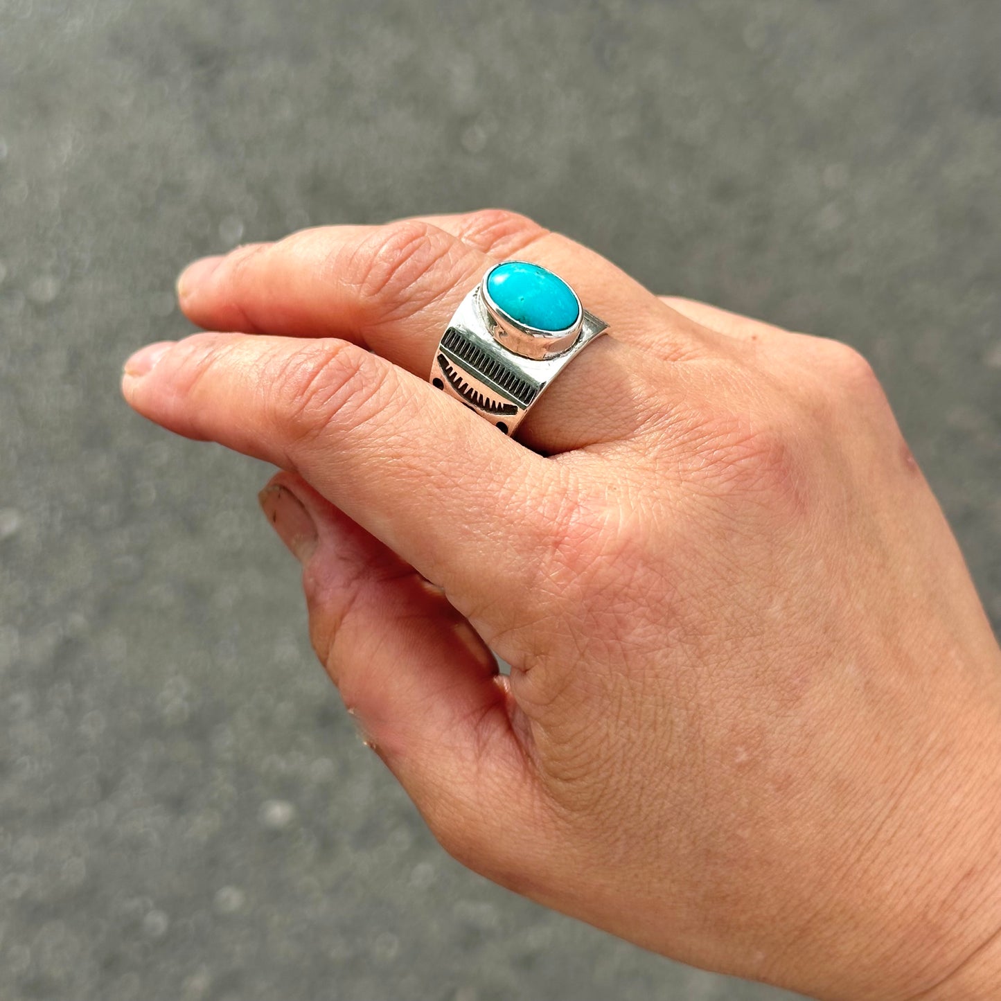 Kingman Turquoise Cigar Ring {9.5}