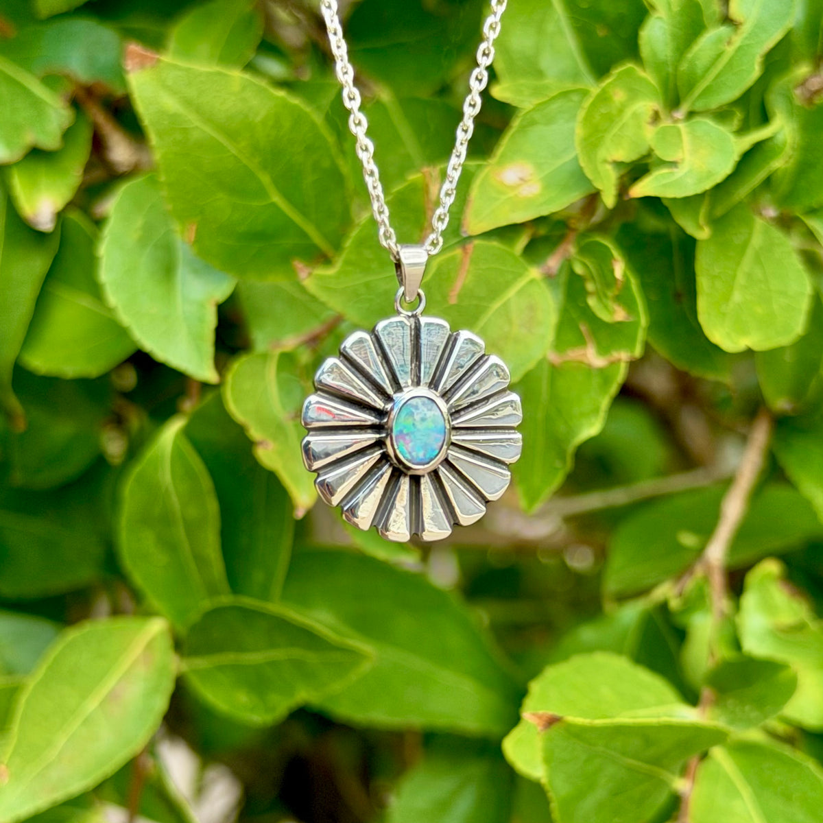 Australian Opal Mini Sun Medallion Necklace