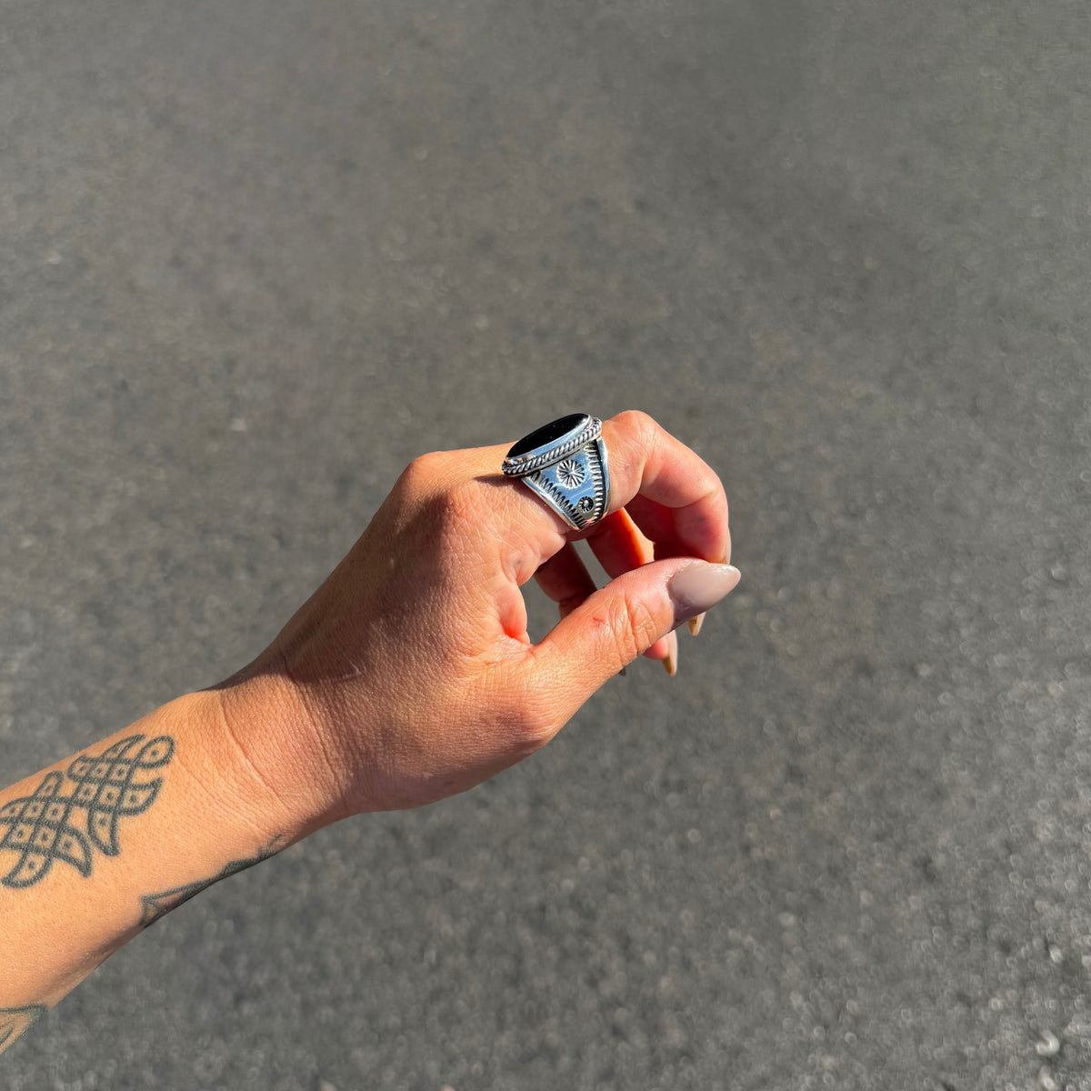 Onyx Cigar Band Ring {8}