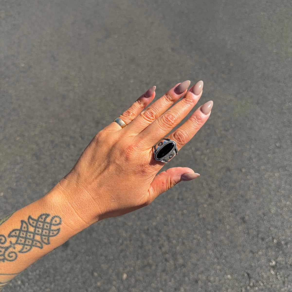 Onyx Cigar Band Ring {8}