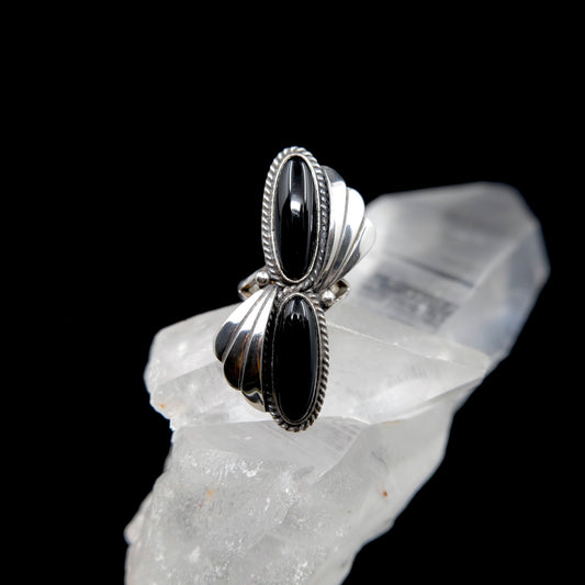 Double Onyx Statement Ring {7.5}
