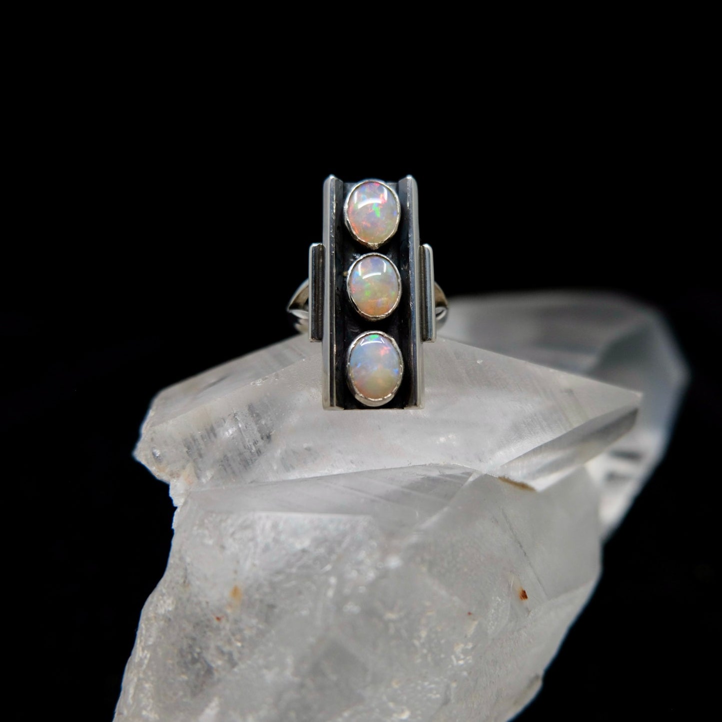 Three Stone Totem Opal Ring {7.5}