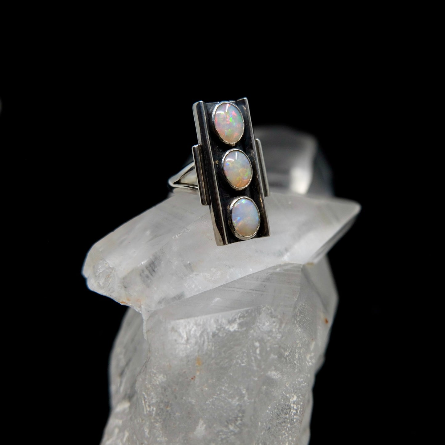 Three Stone Totem Opal Ring {7.5}