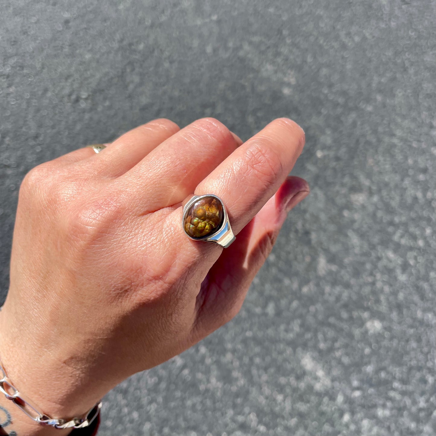 Mexican Fire Agate Ring {8}